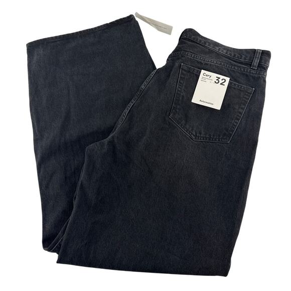 Reformation Black Cary High Rise Slouchy Wide Leg Cropped Jeans Size 32 - Picture 4 of 9